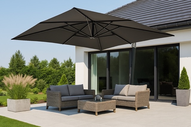Duży parasol ogrodowy 4×3 m – idealna ochrona na słoneczne dni